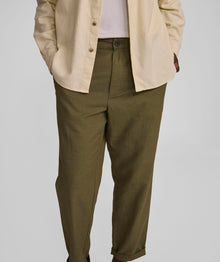 Mens Straight Linen Blend Pants - Olive