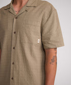 Mens Short Sleeve Textured Pocket Shirt - Lichen Green