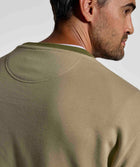Mens Colour Block Crew Neck Sweater - Olive