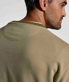 Mens Colour Block Crew Neck Sweater - Olive