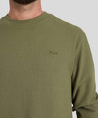 Mens Long Sleeve Waffle Tee - Dark Olive