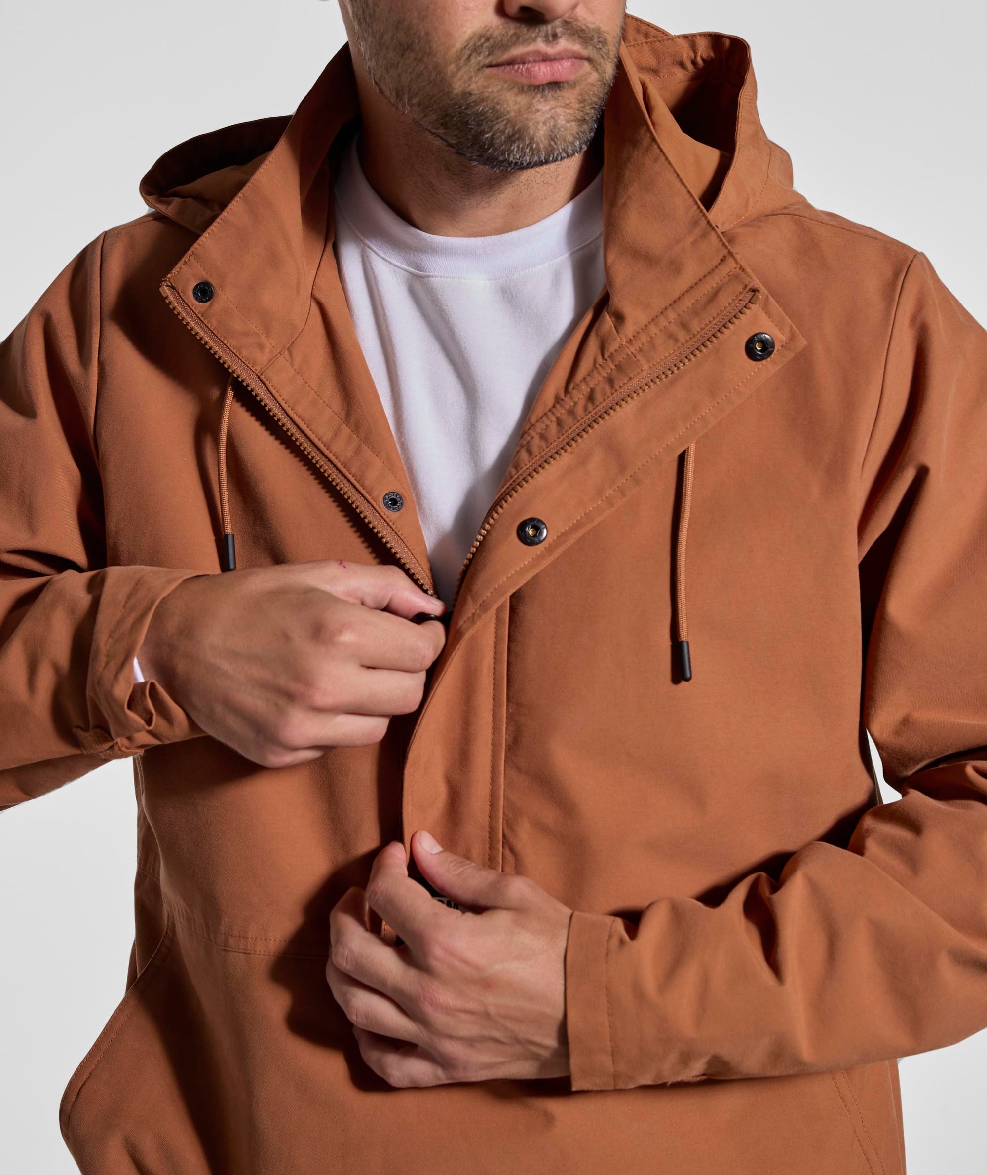 Mens Cotton Blend Anorak - Clay