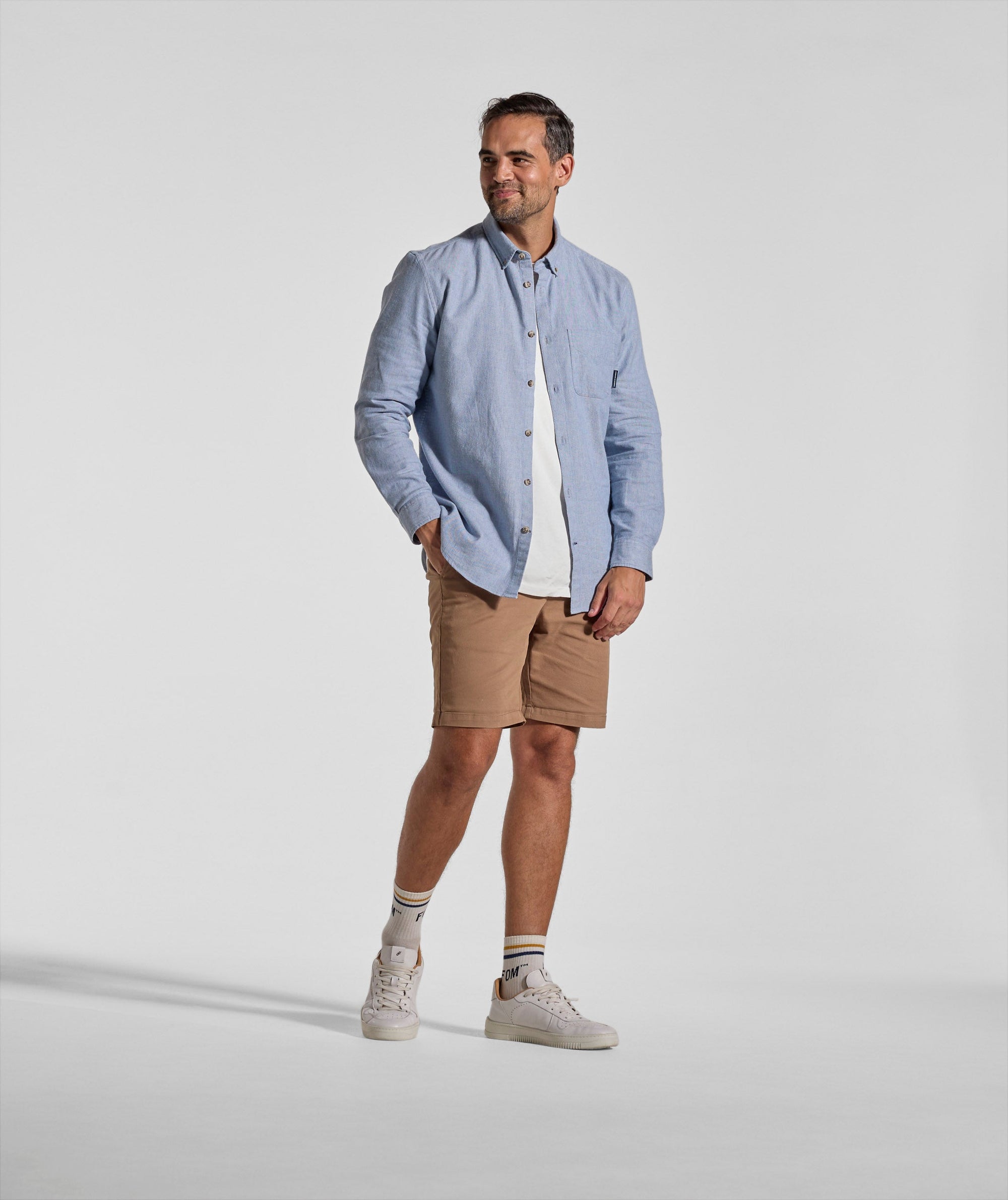Mens Cotton Blend Shirt - Blue