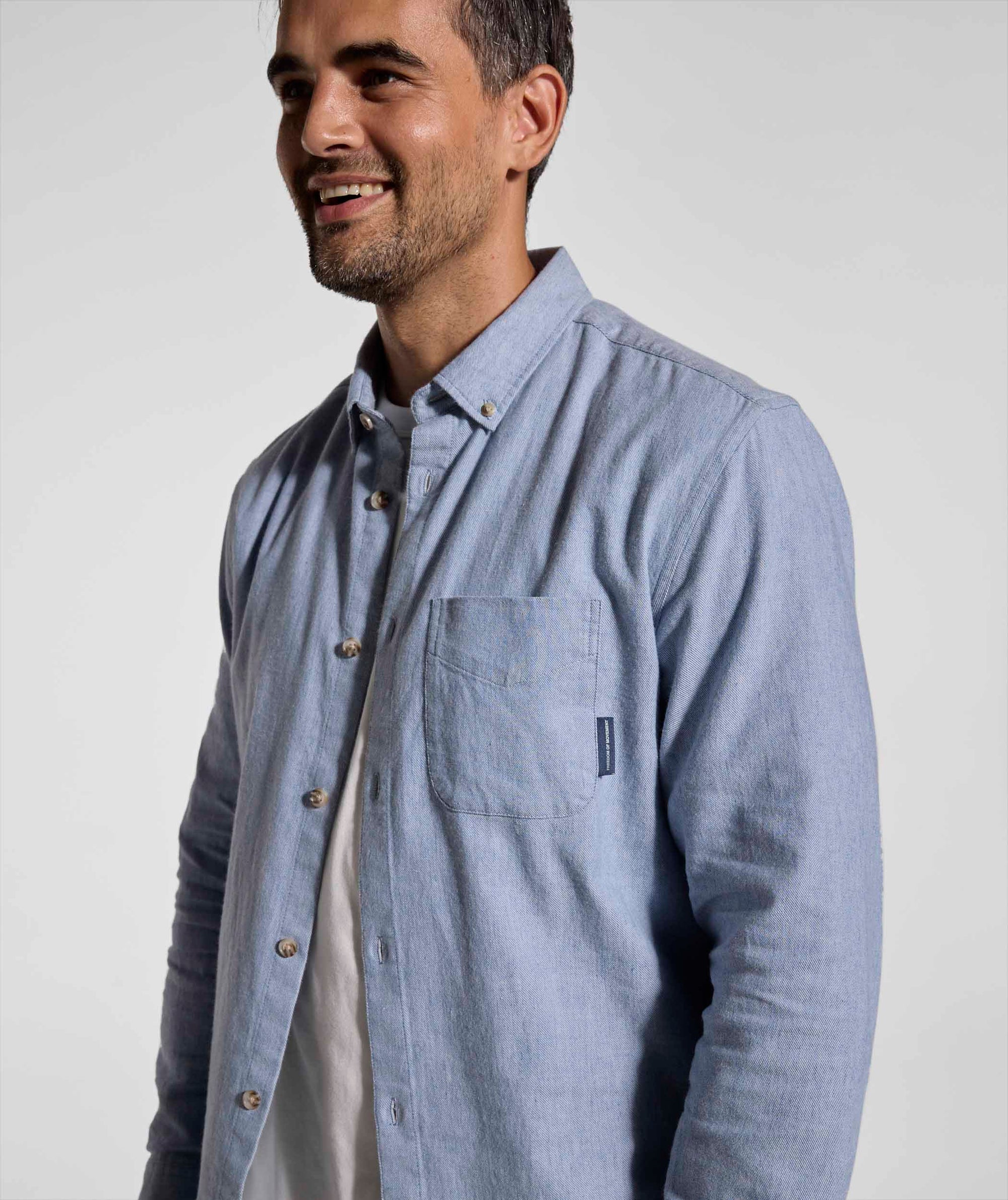 Mens Cotton Blend Shirt - Blue