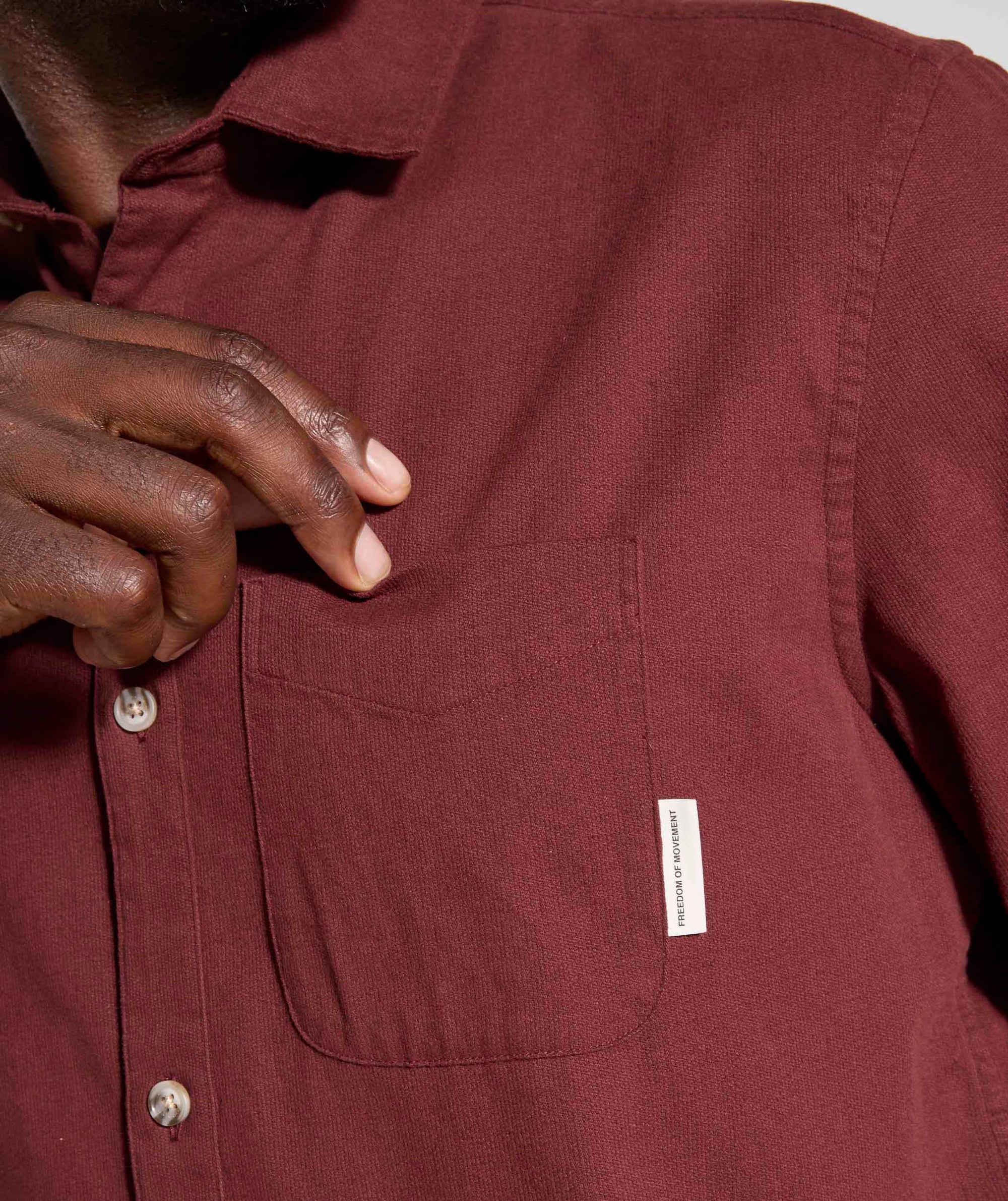 Mens Cotton Textured Shirt - Burgundy