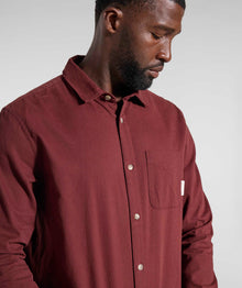 Mens Cotton Textured Shirt - Burgundy