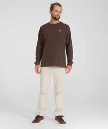 Mens Long Sleeve Textured Tee - Chocolate