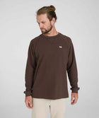 Mens Long Sleeve Textured Tee - Chocolate