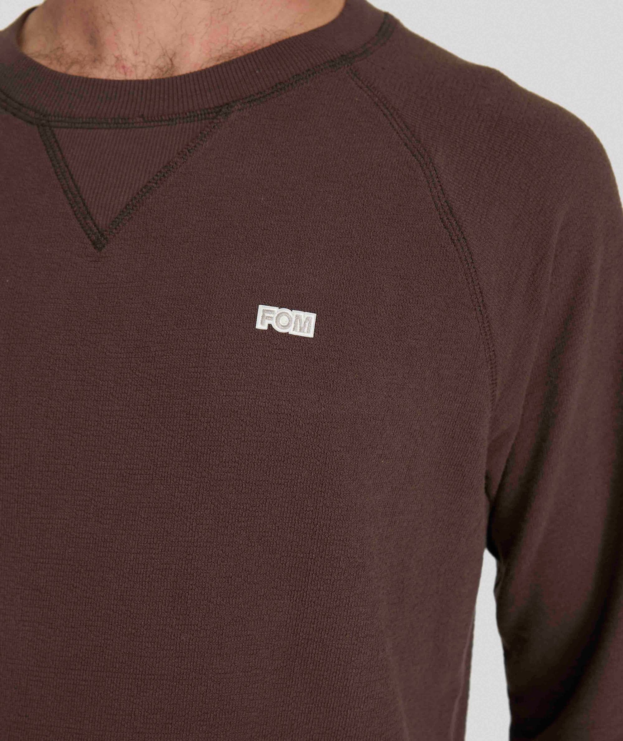 Mens Long Sleeve Textured Tee - Chocolate