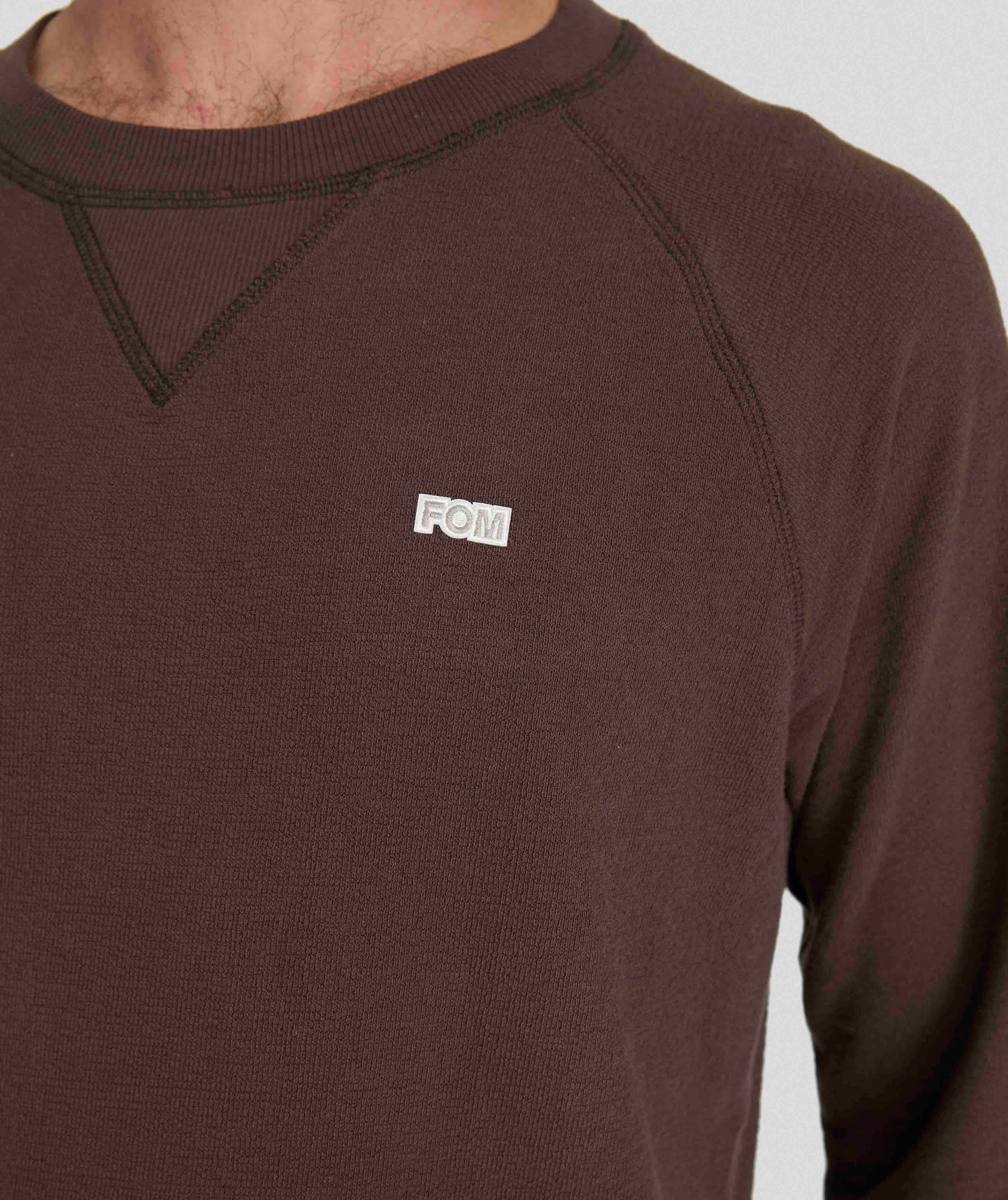 Mens Long Sleeve Textured Tee - Chocolate