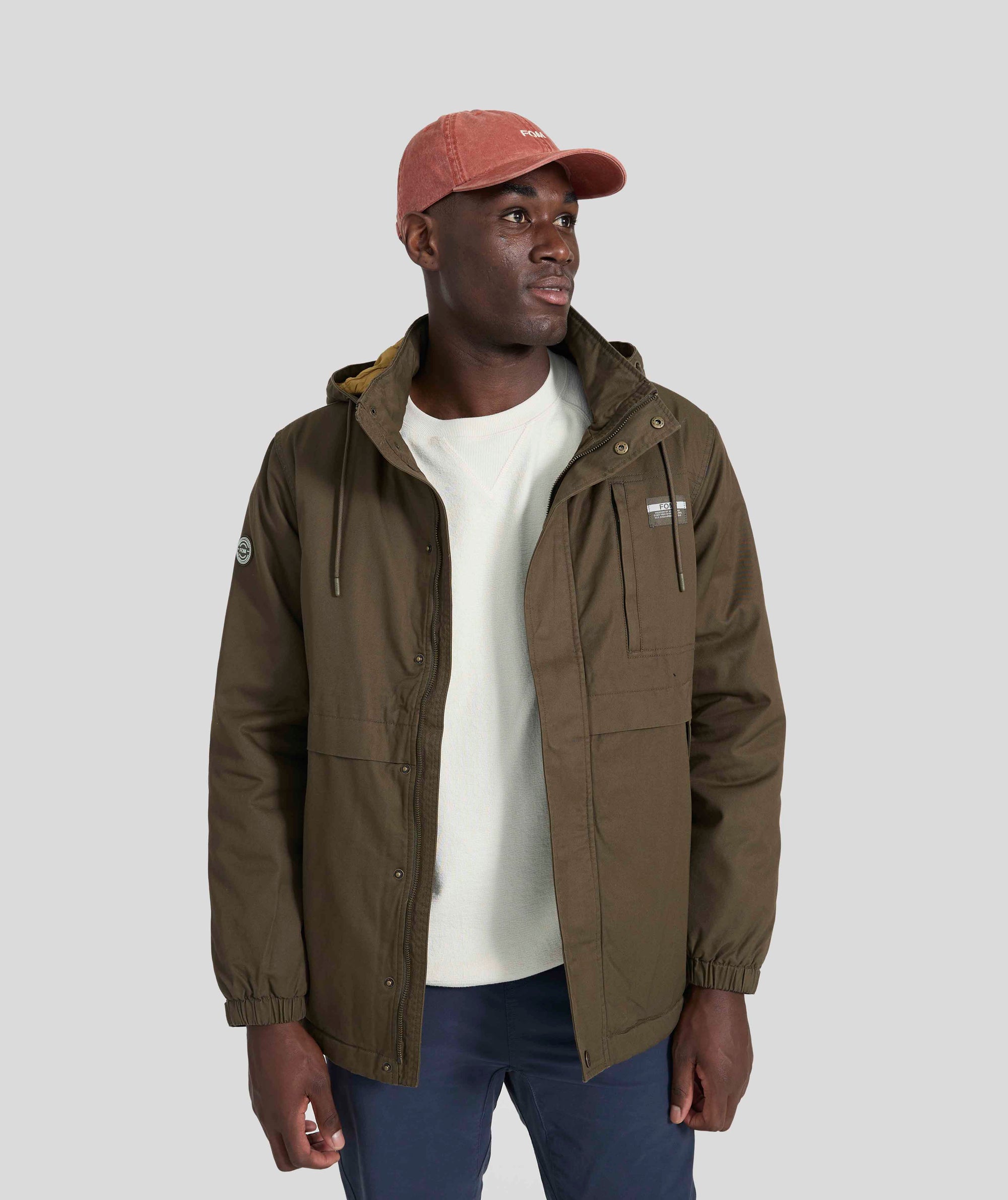 Mens Cotton Parka - Dark Olive