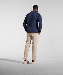 Mens Textured Long Sleeve Golfer - Ink