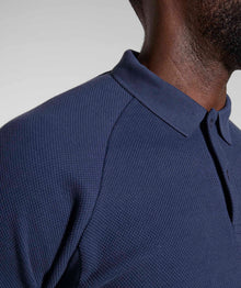 Mens Textured Long Sleeve Golfer - Ink