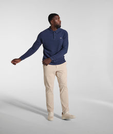 Mens Textured Long Sleeve Golfer - Ink