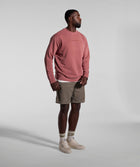 Mens Washed Crew Neck Sweater - Brick