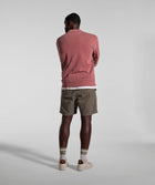 Mens Washed Crew Neck Sweater - Brick