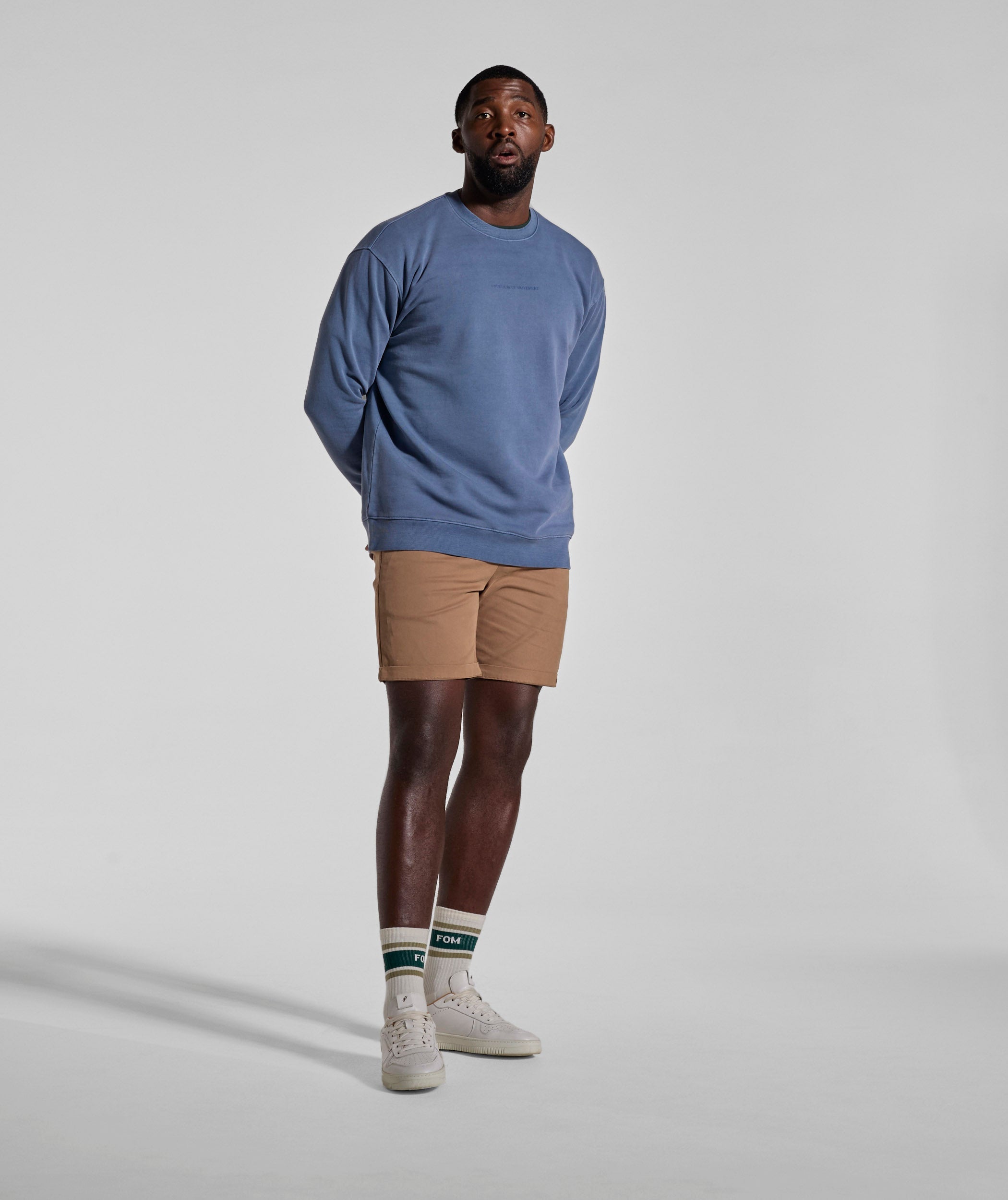 Mens Washed Crew Neck Sweater - Blue