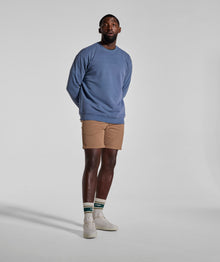 Mens Washed Crew Neck Sweater - Blue