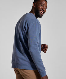 Mens Washed Crew Neck Sweater - Blue