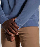 Mens Washed Crew Neck Sweater - Blue