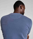 Mens Washed Crew Neck Sweater - Blue