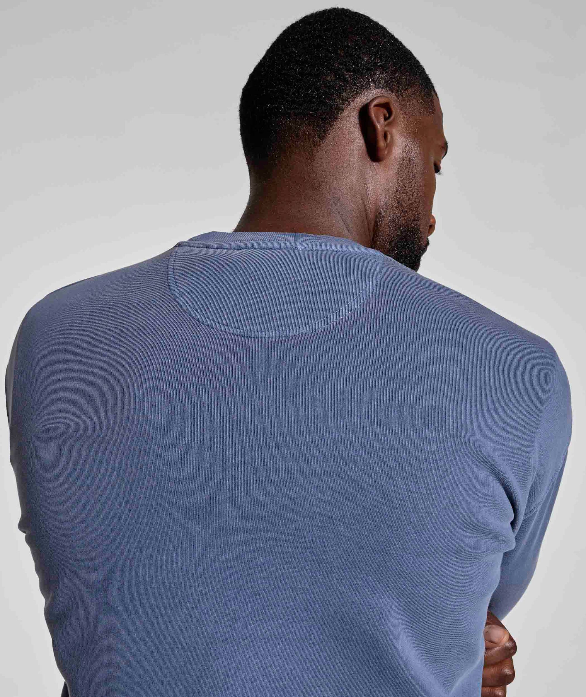 Mens Washed Crew Neck Sweater - Blue