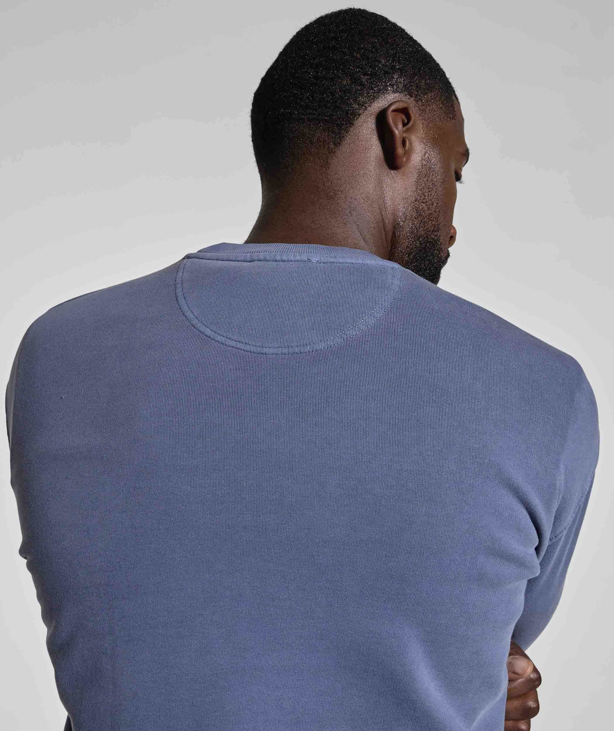 Mens Washed Crew Neck Sweater - Blue