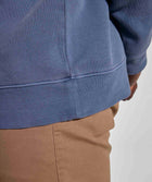 Mens Washed Crew Neck Sweater - Blue
