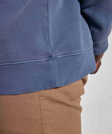 Mens Washed Crew Neck Sweater - Blue