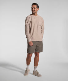 Mens Washed Pocket Long Sleeve Tee - Putty