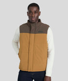 Mens Quilted Gilet - Brown Colour Block
