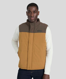 Mens Quilted Gilet - Brown Colour Block