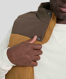 Mens Quilted Gilet - Brown Colour Block