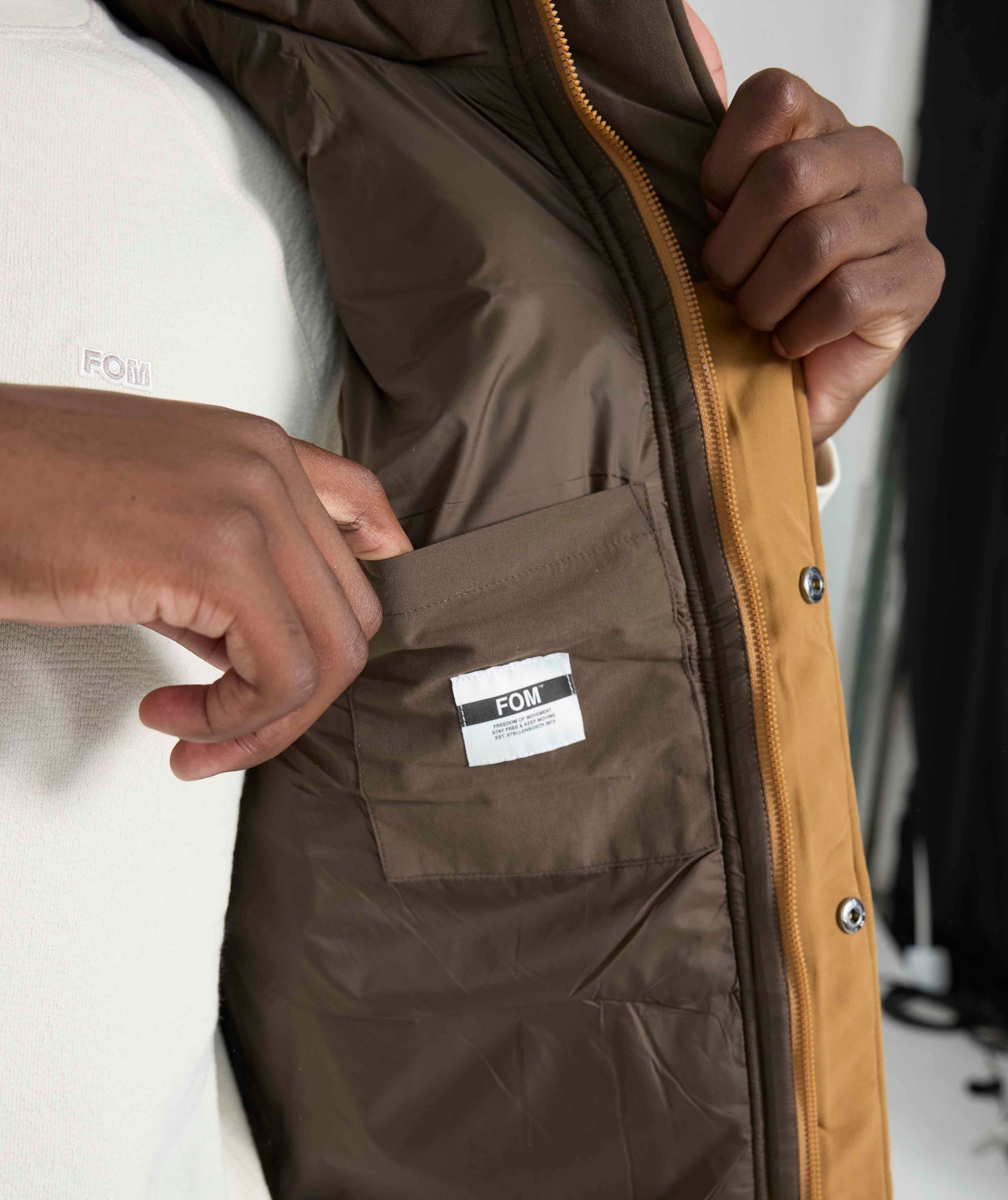 Mens Quilted Gilet - Brown Colour Block