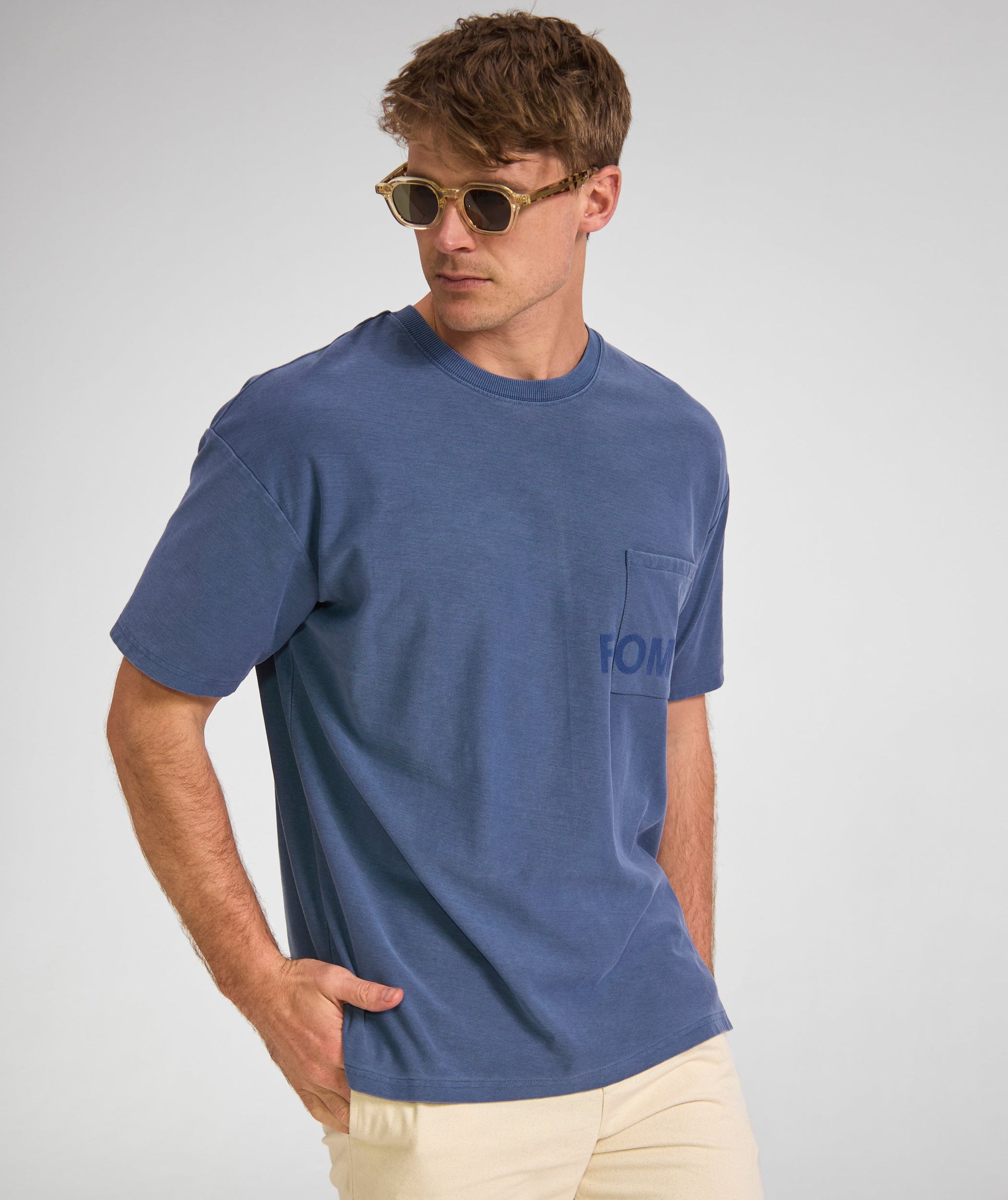 Mens Washed Pocket Tee - Blue
